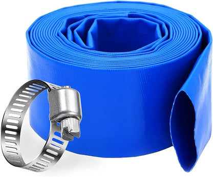 DAVCO 2.5" x 100 ft Pool Backwash Hose, Heavy Duty Reinforced Blue PVC Lay Flat by DAVCO