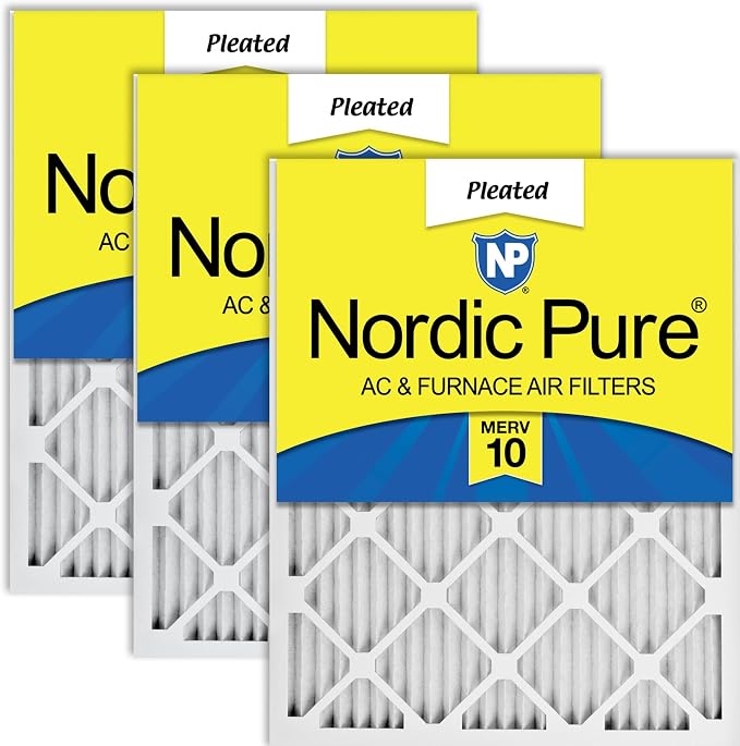 Nordic Pure 16x25x1 Pleated MERV 10 Air Filters 3 Pack by NordicPure