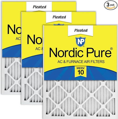 Nordic Pure 16x24x1 Pleated MERV 10 Air Filters 3 Pack by NordicPure