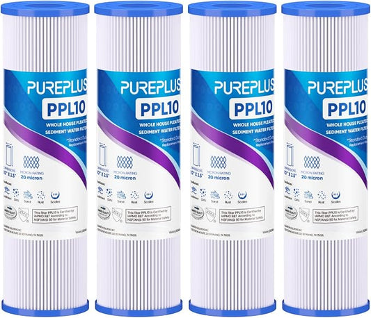 PUREPLUS 20 Micron 10"x2.5" Whole House Pleated Sediment Filter by PUREPLUS