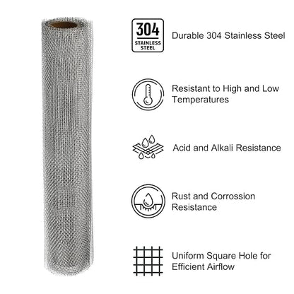 PATIKIL 40" L x 10" W Woven Wire Mesh, 16 Mesh 304 Stainless Steel Air Vent - Image 3