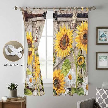Farmhouse Sunflowers Living Room Curtains 96 Inch Length, Window Curtains Tab - Image 5
