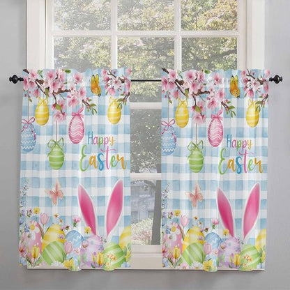 Happy Easter Kitchen Curtains 54 Inches length, Spring Watercolor Bunny Eggs - Image 2