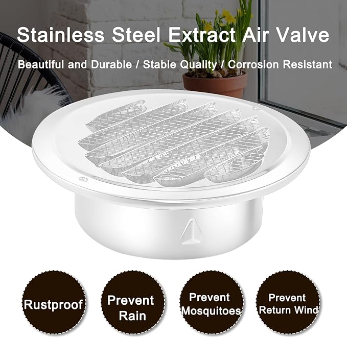 Zonon 8pcs Stainless Steel Soffit Vents 6 Inch Round Dryer Vent Cover - Image 5