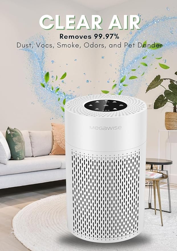 MEGAWISE ​Air Purifier for Home and Pets Hair, Smokers in Bedroom, Large Room - Image 4