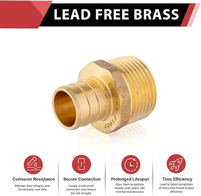 200 PCS EFIELD Pex Barb Crimp Brass Fittings 1/2 inch x 1/2 inch NPT Male - Image 4
