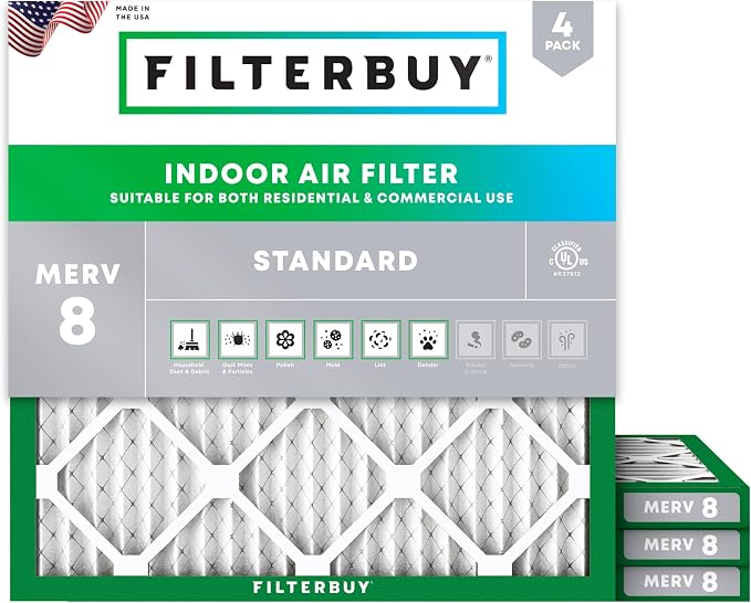 Filterbuy 17x17x1 Air Filter MERV 8 Essential Dust & Allergy Defense, by Filterbuy