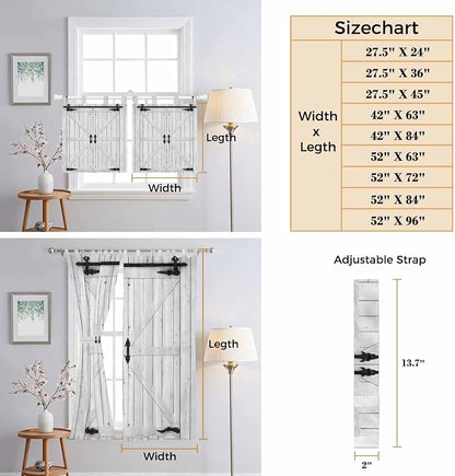 Farmhouse Wood Grain Bedroom Curtains 72 Inch Length, Window Curtains Tab Top - Image 8