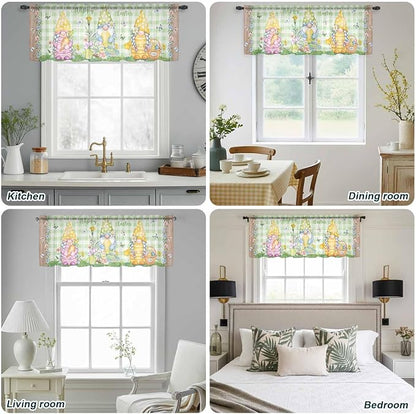 Easter Sheer Valances for Windows 42"x12", Light Filtering Kitchen Curtains - Image 5