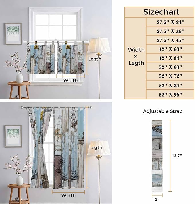 Blue Grey Wooden Living Room Curtains 84 Inch Length, Window Curtains Tab Top - Image 8