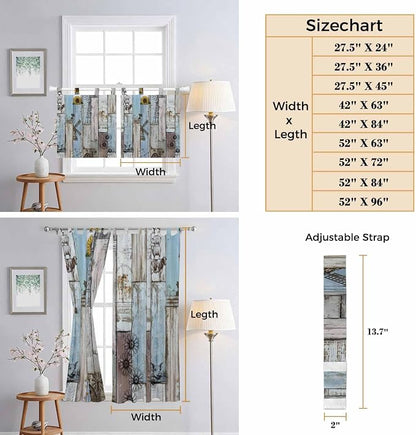Blue Grey Wooden Bedroom Curtains 63 Inch Length, Window Curtains Tab Top - Image 8