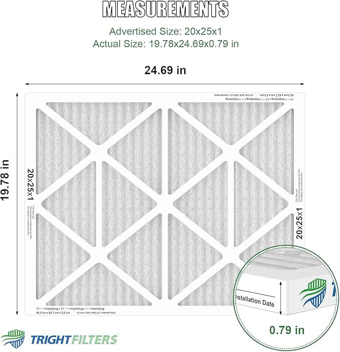 20x25x1 Air Filter 4 Pack, MERV 8 Pleated Dust Defense Air Filters Replacement - Image 2