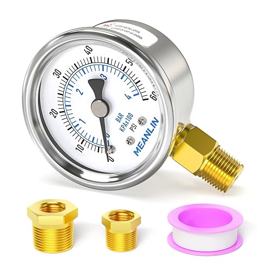 MEANLIN MEASURE 0~60Psi Dry Pressure Gauge Stainless Steel 1/4" NPT 2" FACE by MEANLINMEASURE