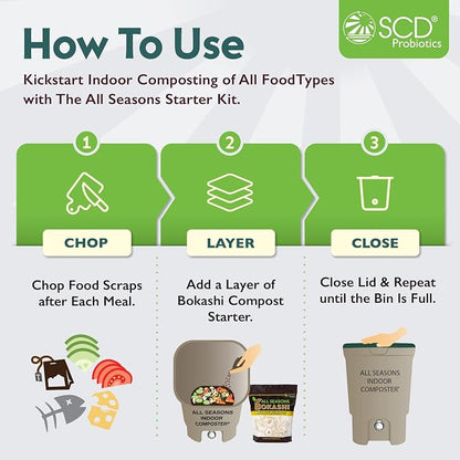 All Seasons Indoor Composter Starter Kit – 5 Gallon Tan Compost Bin - Image 5