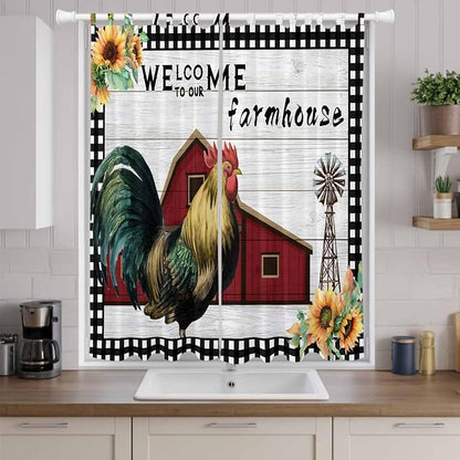 Farmhouse Rooster Living Room Curtains 96 Inch Length, Window Curtains Tab Top - Image 9