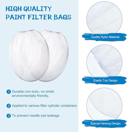 Boao 80 Pieces Paint Strainer Bags White Fine Mesh Filters Bag Bucket Elastic - Image 4