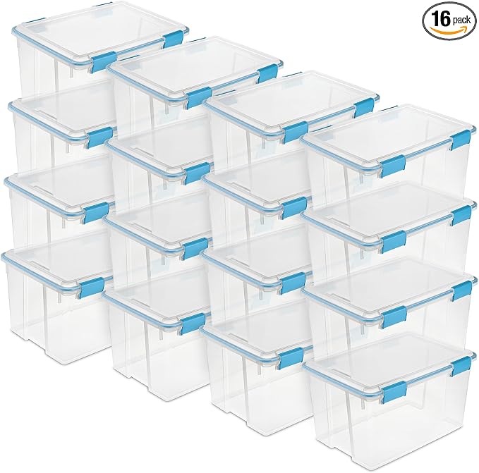 Sterilite 16-Pack Gasket Box, Weather-Resistant Storage Bins by Sterilite