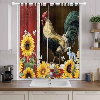 Chicken Sunflowers Living Room Curtains 96 Inch Length, Window Curtains Tab Top - Image 9