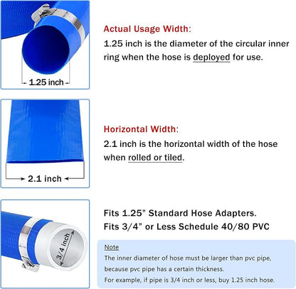 DAVCO 1.25" x 50 ft Pool Backwash Hose, Heavy Duty Reinforced Blue PVC Lay Flat - Image 2