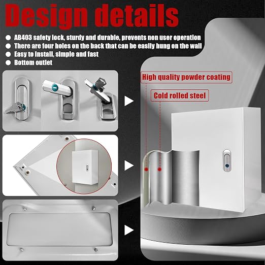 Electrical Box 20 x 16 x 10 Inch Indoor Outdoor Electrical Enclosure Box Steel - Image 5