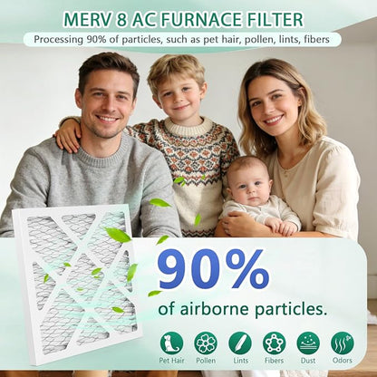 2 Pack Updated 6x6x1Air Filter, pertain Merv 8 HVAC Pleated A/C Furnace Filters - Image 2