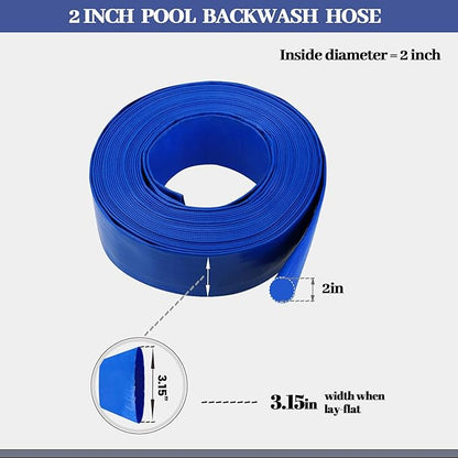 Eastrans 2" x 100 FT Heavy Duty Pool Backwash Hose, Reinforced PVC Lay Flat - Image 3