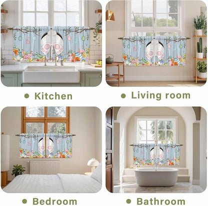 Easter Kitchen Tier Curtains 36 Inch Long 2 Panel Set, Rod Pocket Half Window - Image 8