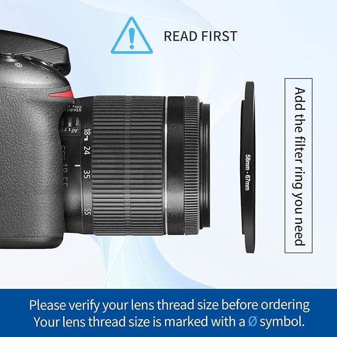 58-67mm Step-Up Ring Adapter, 58mm to 67mm Step Up Filter Ring - Image 4