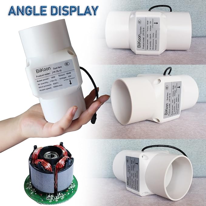 3 Inch/75mm Inline Duct Fan 12V 18W Variable Vent Blower Plastic Air Extractor - Image 3