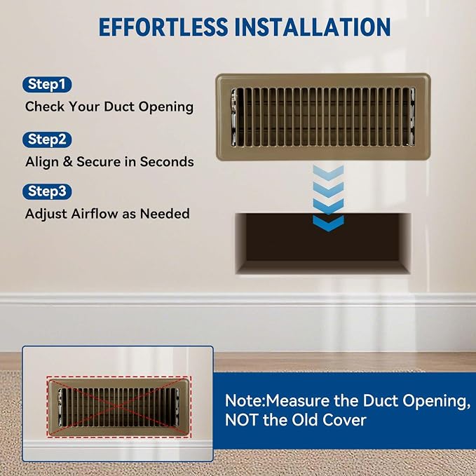 4" x 10" Floor Register Vent Covers 10-Pack, Walkable Powder-Coated Metal Vent - Image 4