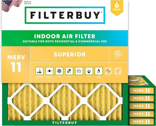 Filterbuy 22x22x1 Air Filter MERV 11 Superior Pet & Allergy Defense, by Filterbuy
