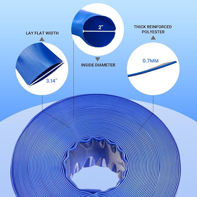 Poolvio Backwash Hose 2" x 50 ft, Tear-Resistant & Leak-Free - Image 3
