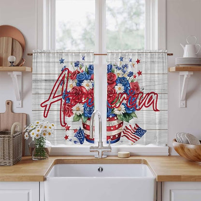 Independence Day Kitchen Curtains 45 Inch Long 2 Panel Set, Rod Pocket Window by Unknown
