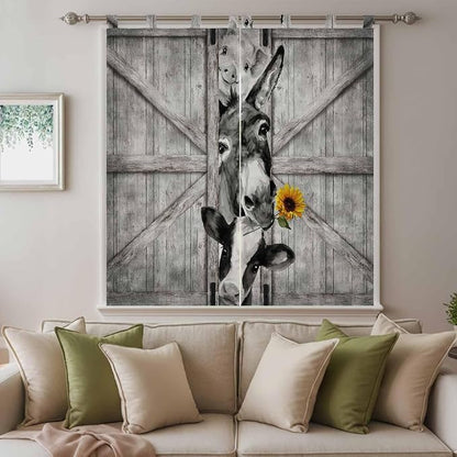 Funny Farm Animals Bathroom Curtains 63 Inch Length, Window Curtains Tab Top - Image 9