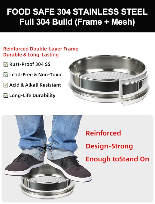All 304 Stainless Steel 40 Mesh Test Sieve, 8 Inch/20cm Diameter, Lab Sifter & - Image 4