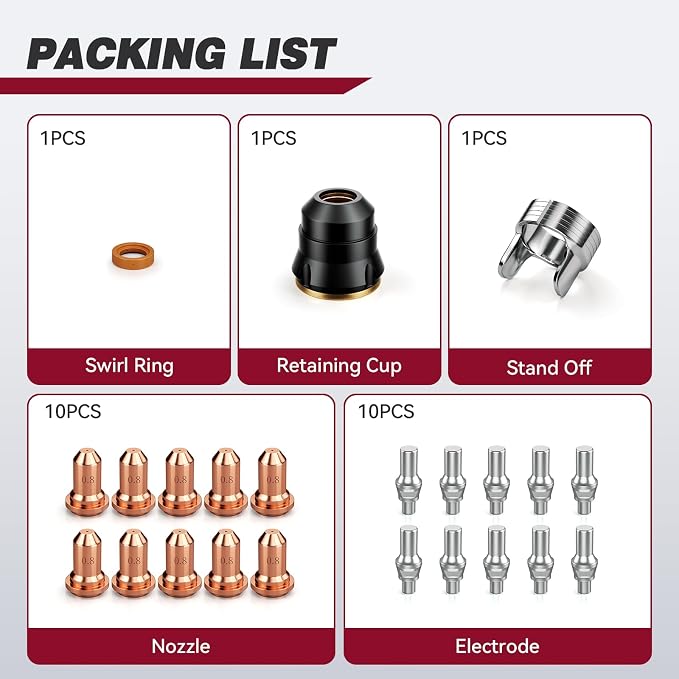 ARCCAPTAIN 23Pcs IPT60 Plasma Cutter Torch Consumables, .030" Plasma Cutter - Image 7