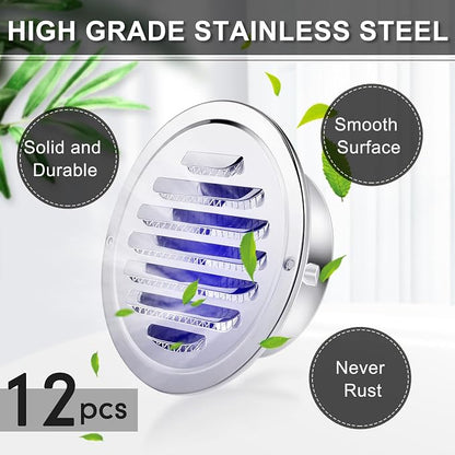 Zonon 12 Pcs Stainless Steel Soffit Vents 4 Inch Round Dryer Vent Cover - Image 2