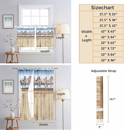 Western Horse Bedroom Curtains 63 Inch Length, Window Curtains Tab Top - Image 8
