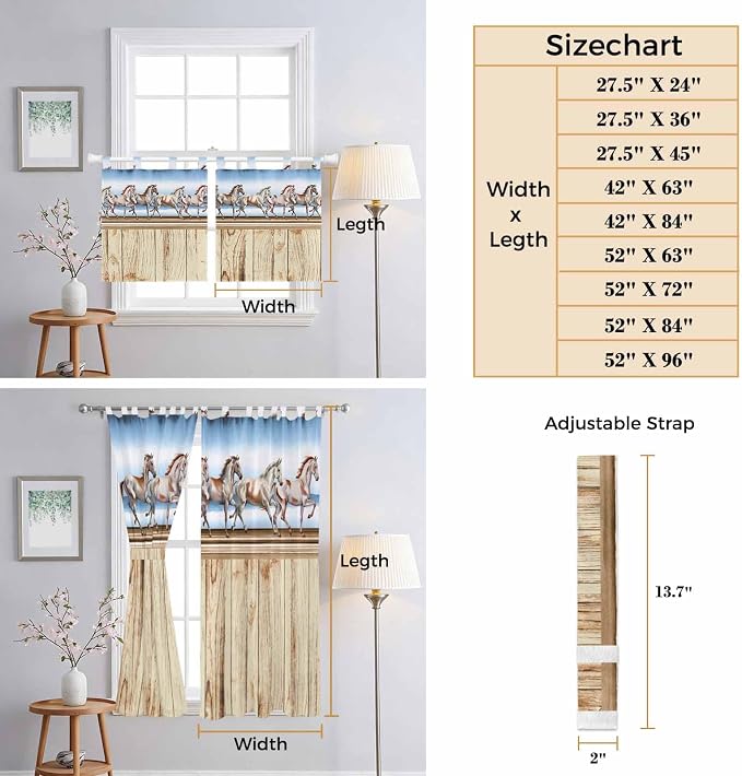 Western Horse Bedroom Curtains 72 Inch Length, Window Curtains Tab Top - Image 8