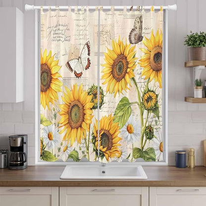 Yellow Sunflowers Living Room Curtains 96 Inch Length, Window Curtains Tab Top - Image 9