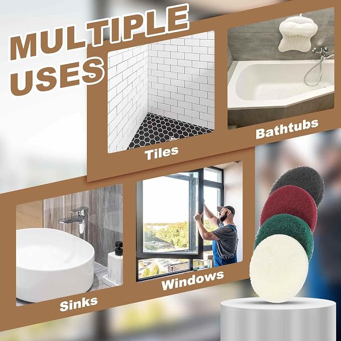 HARFINGTON 24pcs Scrubber Scouring Pads 400 Grits 4 Inch Drill Power Brush Hoop - Image 6