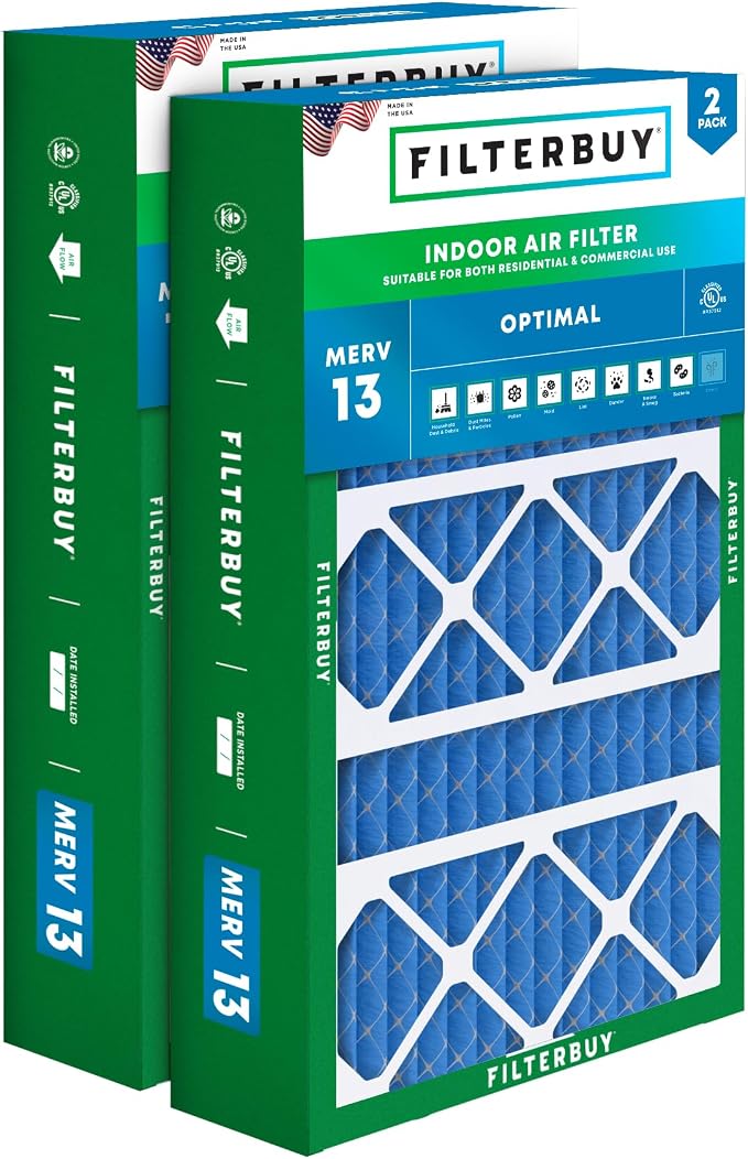 Filterbuy 15.75x27.63x3.50 Air Filter MERV 13 Optimal Smoke & Allergy Defense by Filterbuy