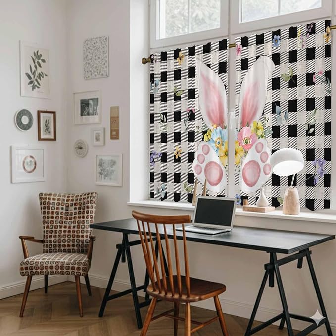 Easter Kitchen Curtains 54 Inch Long 2 Panel Set, Rod Pocket Window Curtains - Image 6