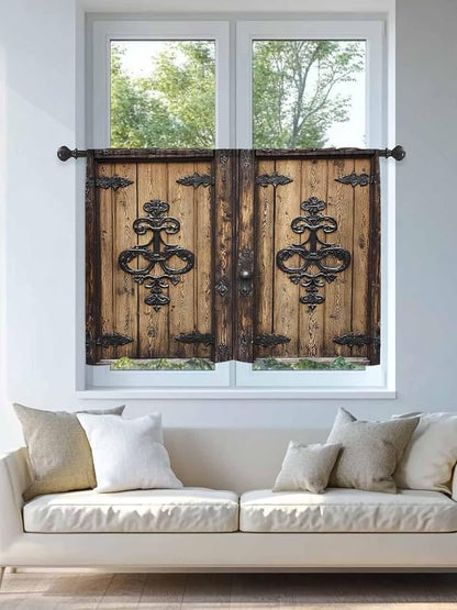 Sheer Curtains 45 Inch Length, Barn Door Semi Sheer Curtains Light Filtering - Image 4