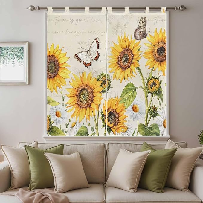 Farm Sunflowers Living Room Curtains 84 Inch Length, Window Curtains Tab Top - Image 9