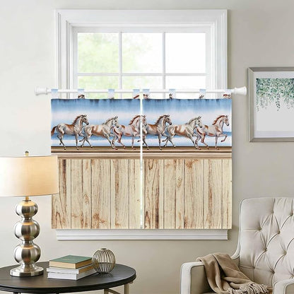 Western Horse Bedroom Curtains 63 Inch Length, Window Curtains Tab Top - Image 2