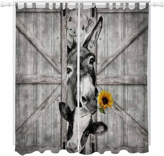 Funny Farm Animals Living Room Curtains 96 Inch Length, Window Curtains Tab Top by Unknown