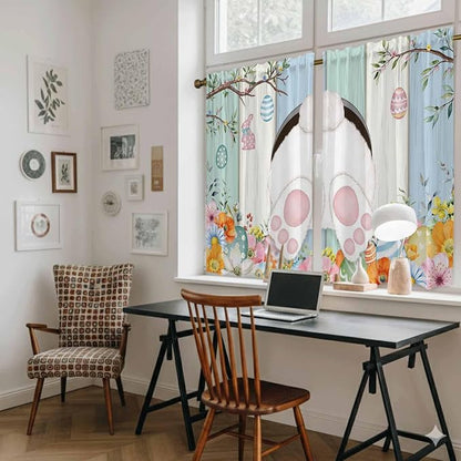 Easter Kitchen Curtains 54 Inch Long 2 Panel Set, Rod Pocket Window Curtains - Image 6