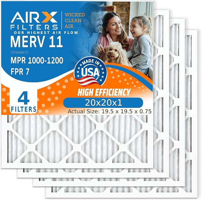 AIRX FILTERS WICKED CLEAN AIR. 20x20x1 Air Filter MERV 11 Electrostatic Pleated by AIRXFILTERSWICKEDCLEANAIR