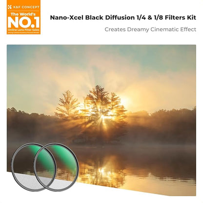K&F CONCEPT 62mm Black Diffusion 1/4 & 1/8 Lens Filter Kit, Mist Cinematic - Image 2